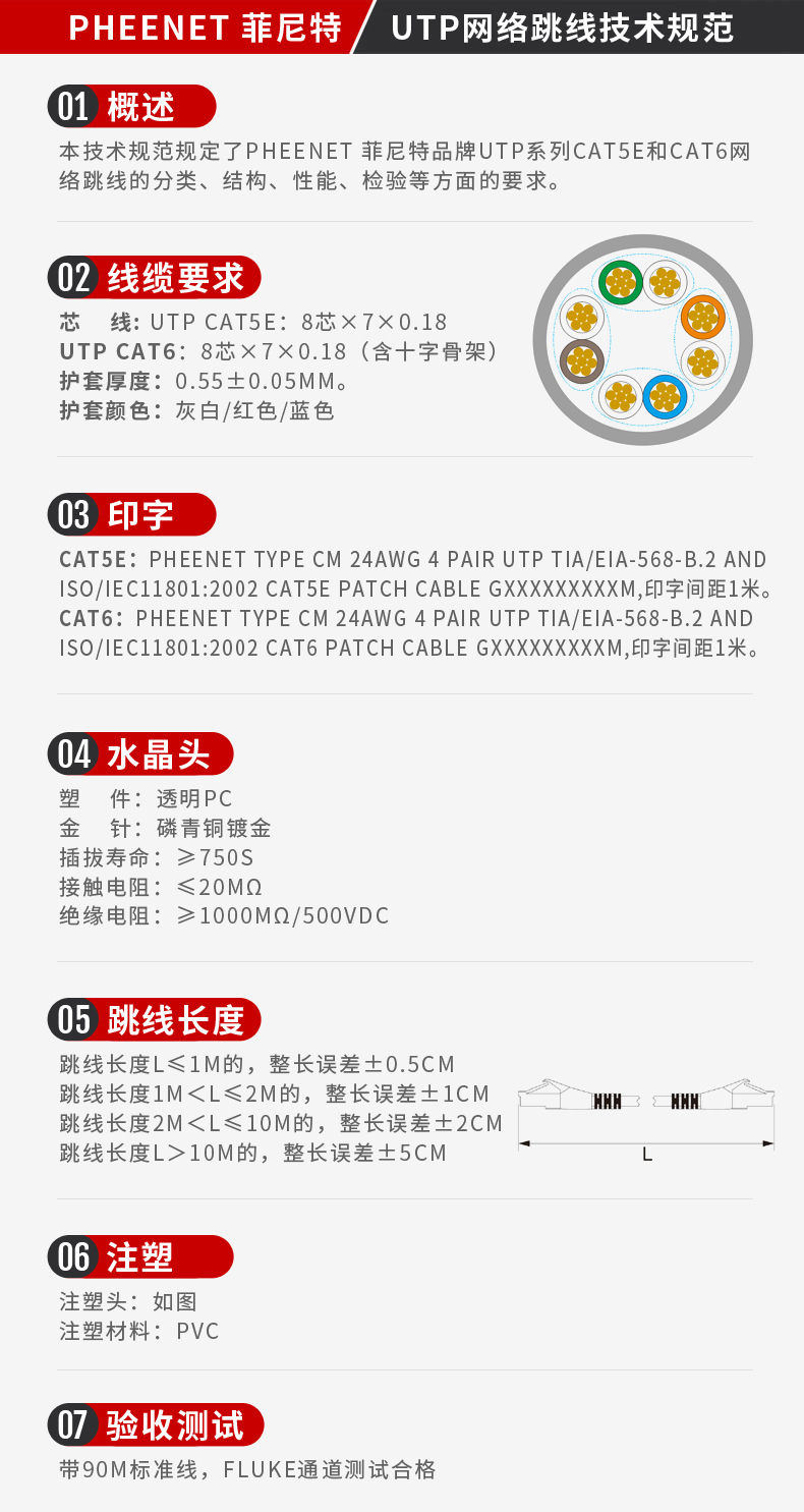 六类网络跳线技术规范